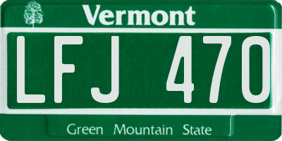 VT license plate LFJ470