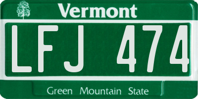 VT license plate LFJ474