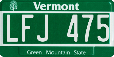 VT license plate LFJ475