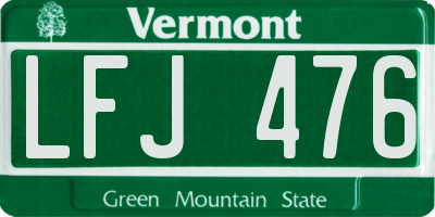 VT license plate LFJ476