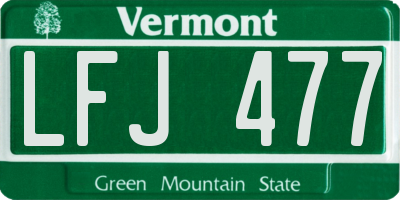 VT license plate LFJ477