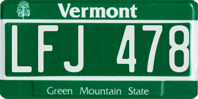VT license plate LFJ478