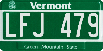 VT license plate LFJ479