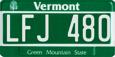 VT license plate LFJ480
