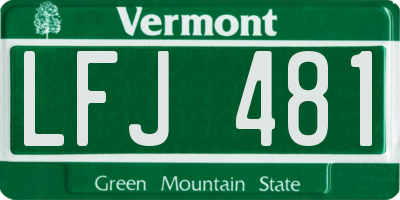 VT license plate LFJ481