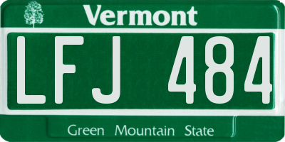VT license plate LFJ484