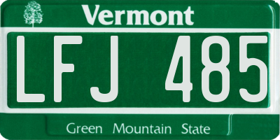 VT license plate LFJ485