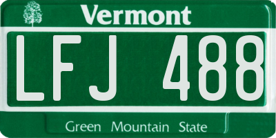 VT license plate LFJ488