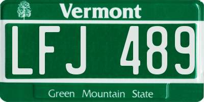 VT license plate LFJ489