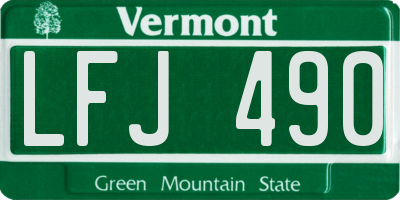 VT license plate LFJ490