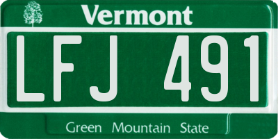 VT license plate LFJ491