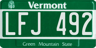 VT license plate LFJ492