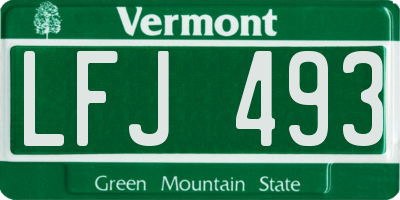 VT license plate LFJ493