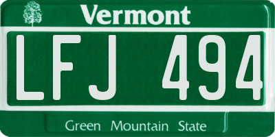 VT license plate LFJ494