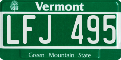 VT license plate LFJ495