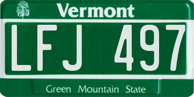 VT license plate LFJ497