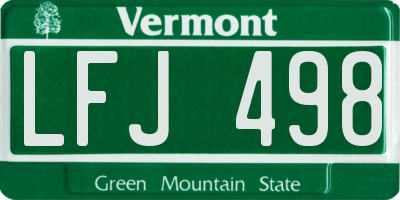 VT license plate LFJ498