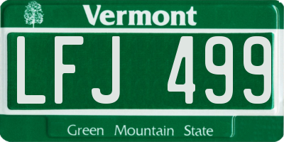VT license plate LFJ499