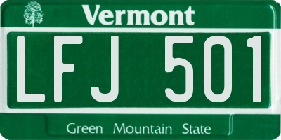 VT license plate LFJ501