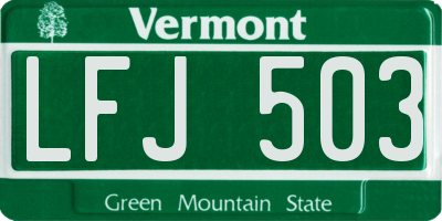 VT license plate LFJ503