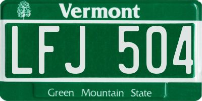VT license plate LFJ504