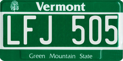 VT license plate LFJ505