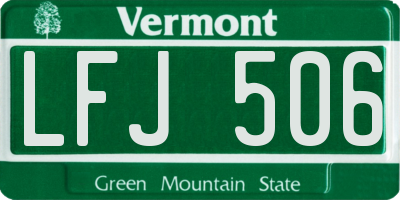 VT license plate LFJ506