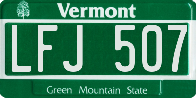 VT license plate LFJ507