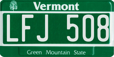 VT license plate LFJ508