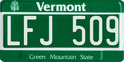 VT license plate LFJ509