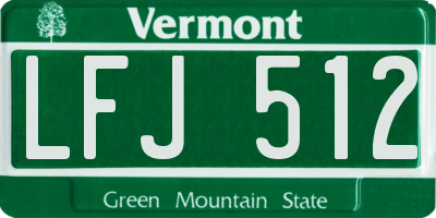 VT license plate LFJ512