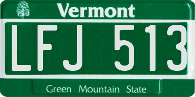 VT license plate LFJ513