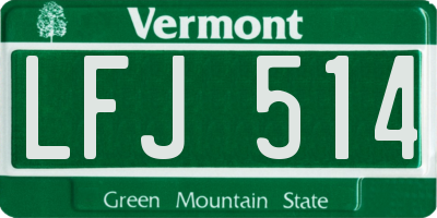 VT license plate LFJ514