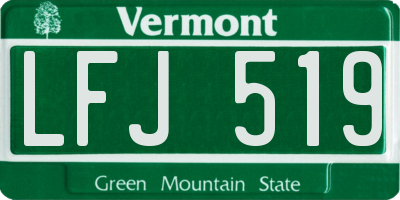 VT license plate LFJ519