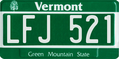 VT license plate LFJ521