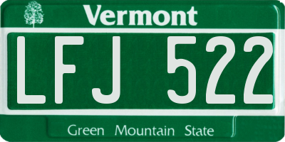 VT license plate LFJ522