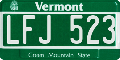VT license plate LFJ523