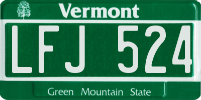 VT license plate LFJ524
