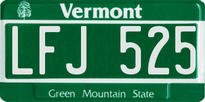 VT license plate LFJ525