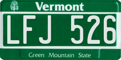 VT license plate LFJ526