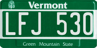 VT license plate LFJ530