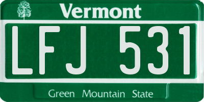 VT license plate LFJ531