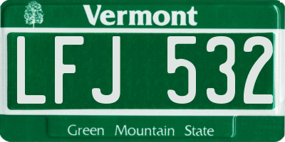 VT license plate LFJ532