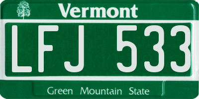 VT license plate LFJ533