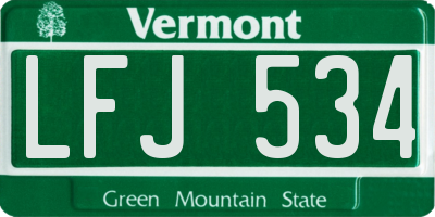 VT license plate LFJ534