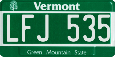 VT license plate LFJ535