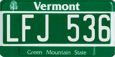 VT license plate LFJ536