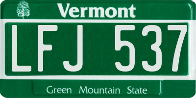 VT license plate LFJ537