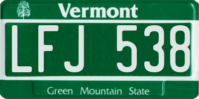 VT license plate LFJ538