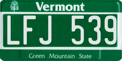 VT license plate LFJ539
